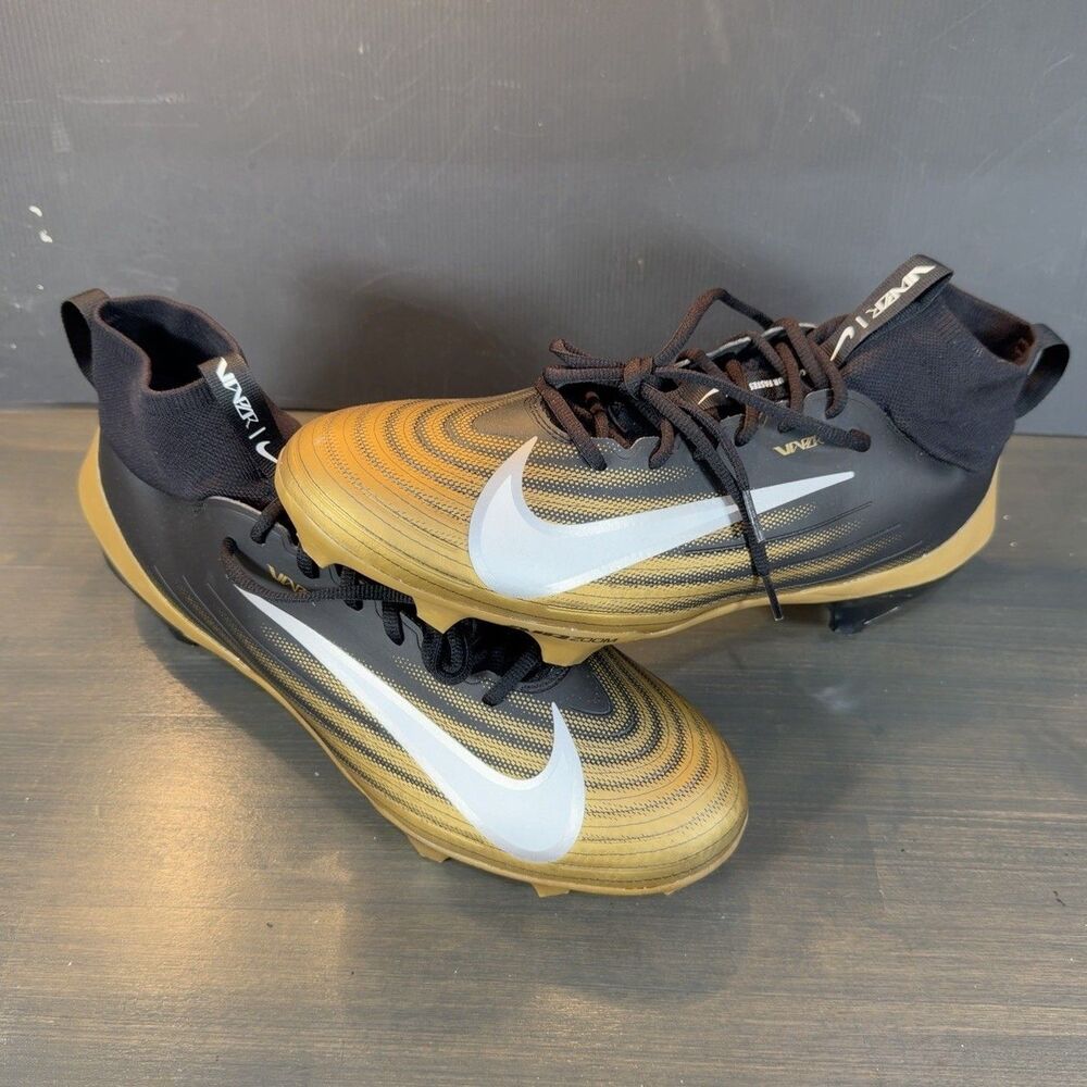 Nike Zoom Air Vapor Pro 1 Black & Gold Football Cleats Men's Sz 15 FB3298 003